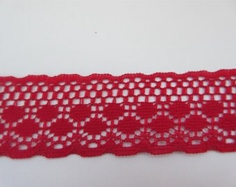 Red Lace Trim Ribbon 1 1/8" inch wide Sewing Trim Scrapbook Card Decoration Gift Wrap Gift Basket Craft Project Home Decor WL075