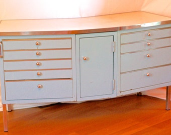 Vintage French Enamel Dentist Cabinet