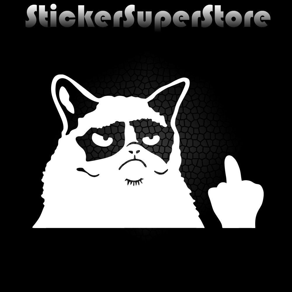 Angry Cat Flipping Finger Middle Funny Humor Auto Window