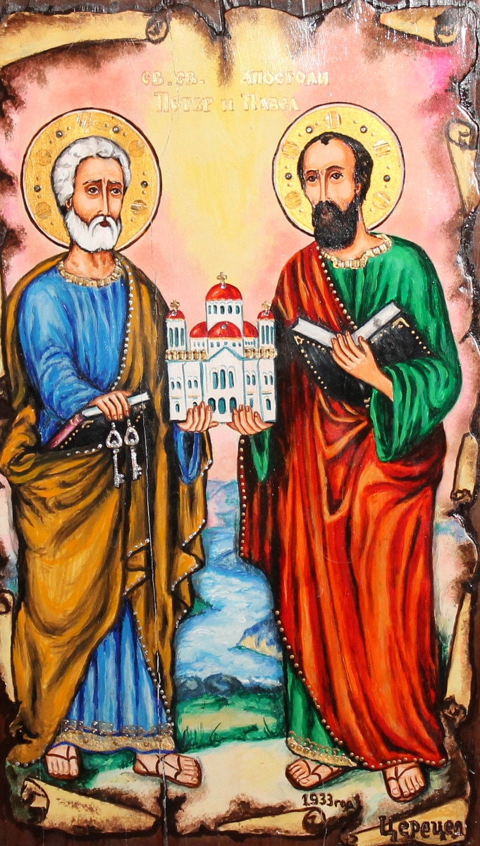 Saints Peter and Paul hand painted Orthodox icon