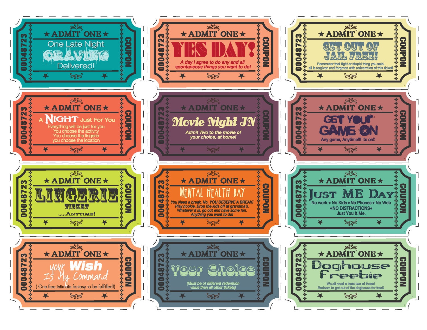 Printable Love coupons for wife/husband by TVLBDesigns on Etsy