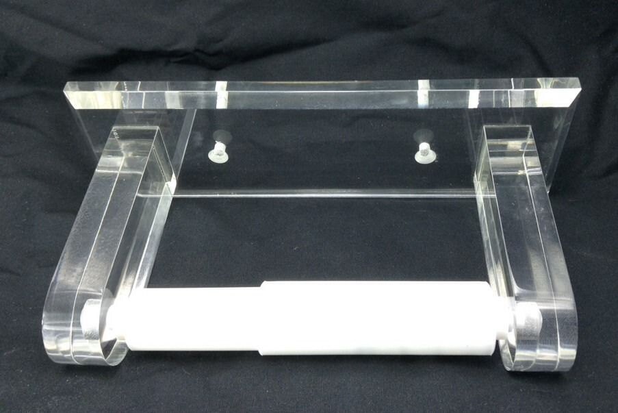 Clear Acrylic Lucite Round Edge Wall Mount Toilet Paper Holder