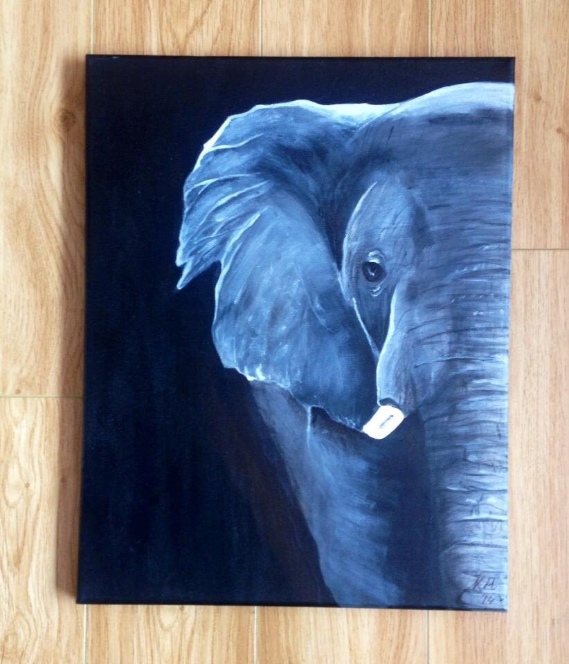 White Elephant Acrylic Painting White Elephant Acrylic Painting