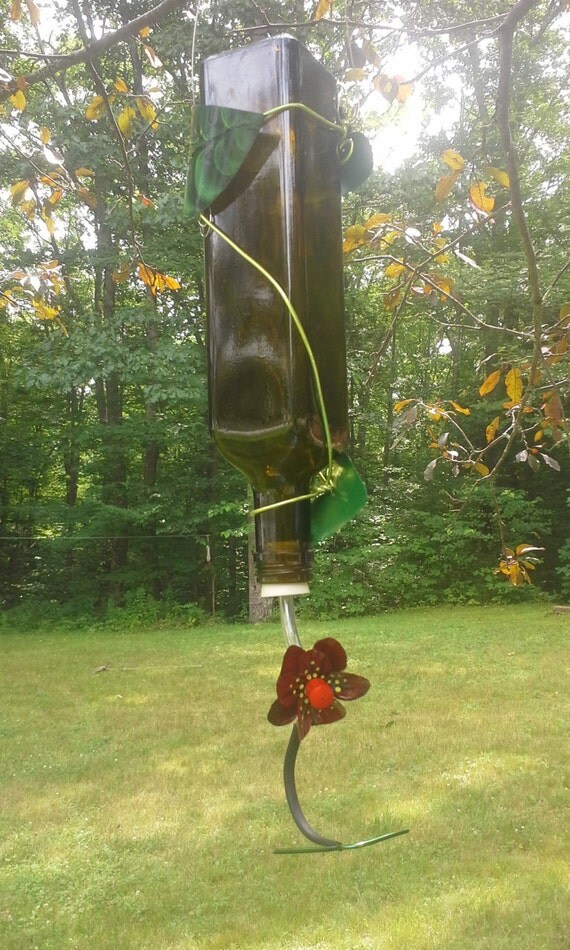 Upcycled Bottle Hummingbird Feeder by JoyintheGarden on Etsy