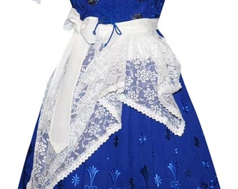 3-Piece Long Blue German Dirndl Dress 2 4 6 8 10 12 16 20 22 24 S M L XL 2XL