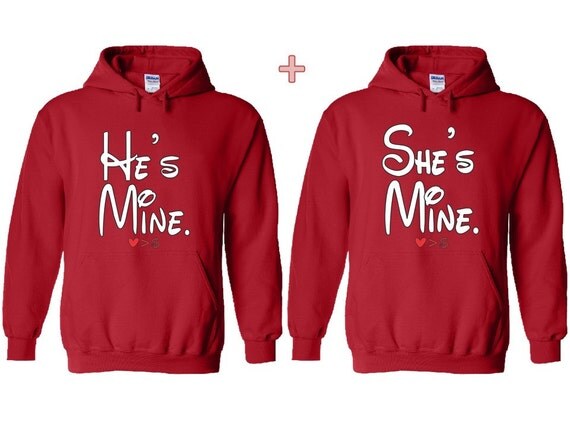 He's Mine, She's Mine Couple Matching Hoodie. Soul Mate Couple Hooded Sweater. Funny Couple Pull Over. His and Hers Sweatshirt. Gift Idea