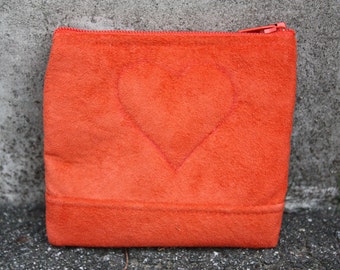 orange leather pouch