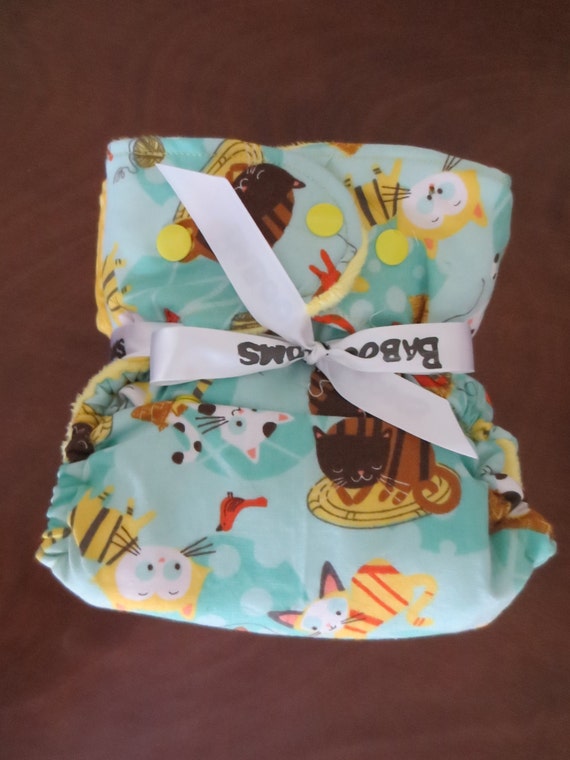 Here Kitty Pocket Cloth Diaper Gift Set by BaboonBottomsDiapers