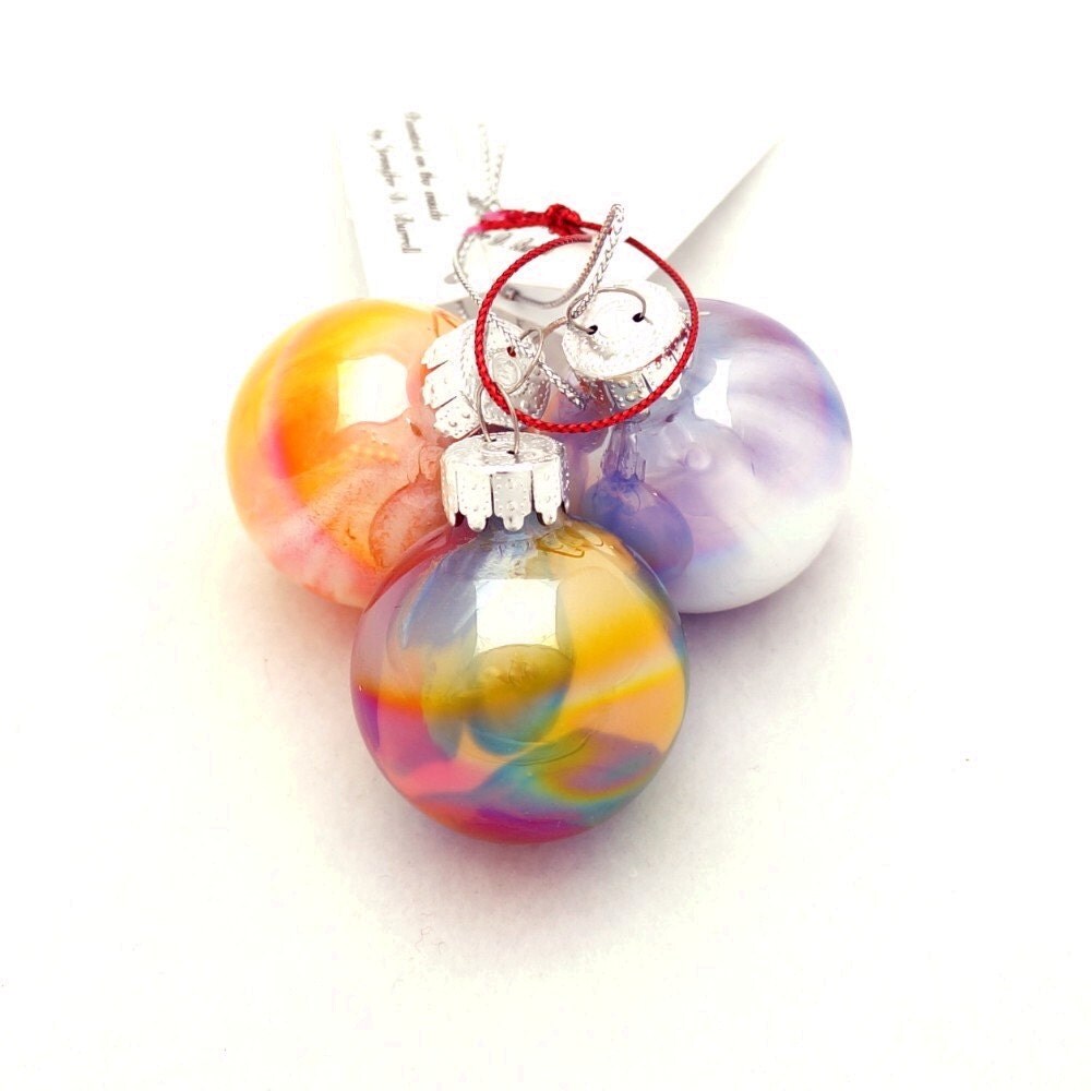 Small Christmas Ornaments Mini Iridescent Glass Ball Hand