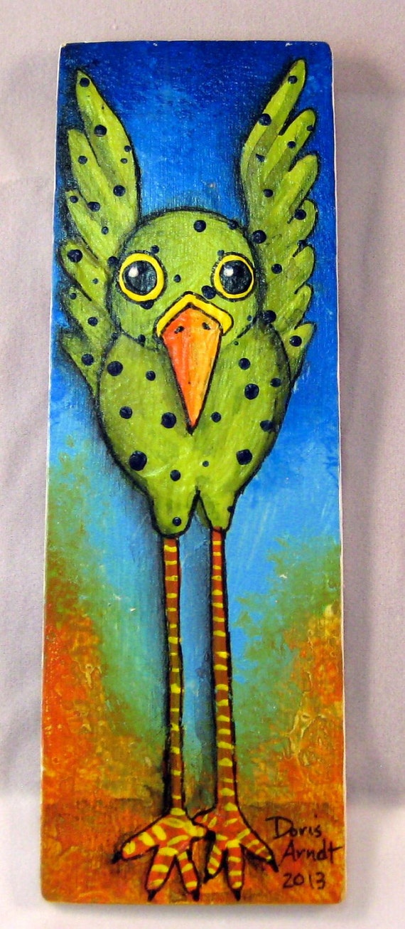 Items similar to Green Whimsical Bird on Etsy