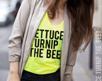 lettuce turnip the beet ® trademark brand OFFICIAL SITE - neon yellow tank top with classic logo - music festival, edm, edc, dj, dance, rave