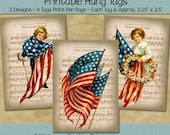 INSTANT DOWNLOAD - Printable Hang Tags - Patriotic Grand Old Flag - Digital PDF File