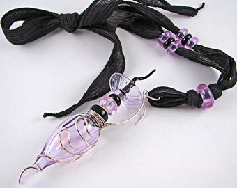 Lavender Wind Lampwork Vessel Necklace