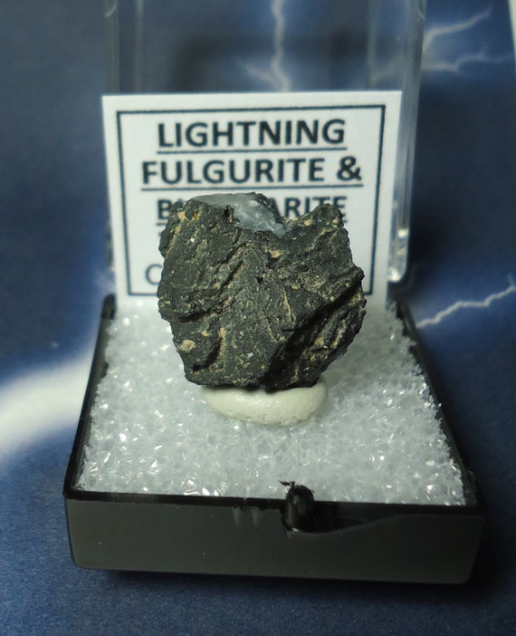 Rare COLORADO Lightning Fulgurite With Blue Barite Crystal