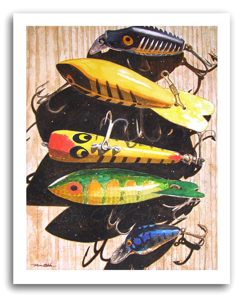 Fishing Lures Art Print Cinco Senuelos Prints