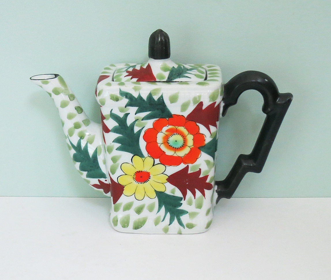 1940s Hand Painted Floral Teapot Made in Japan by Hotta Yu
