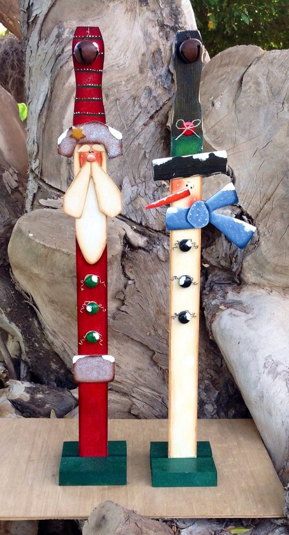 Santa and Snowman Paint Stick Decorations