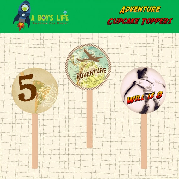 ADVENTURE Cupcake Toppers Printable PDF Adventure Party Il_570xn