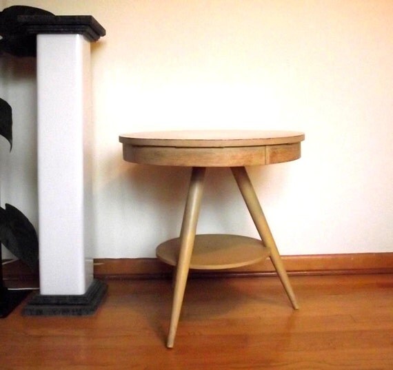 Round Side Table / Vintage 60s Formica Top by judygovintage