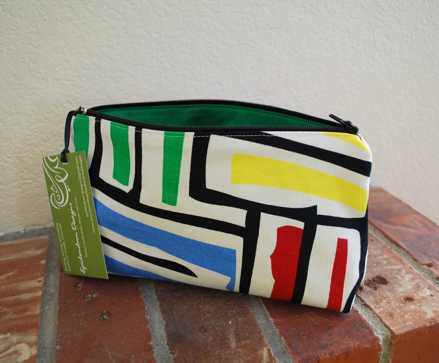 Medium Fabric Zippered Pouch / Bag with Flat by EpidendronDesigns