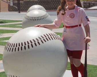 A League of Their Own inspired Dottie Dress, Belt, patch, Size 10 girls. Photo, birthday, pageant, Halloween, Wedding, Vintage style