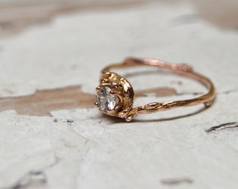 Rose Gold Naples White Sapphire Engagement Ring - 14kt Gold and ...