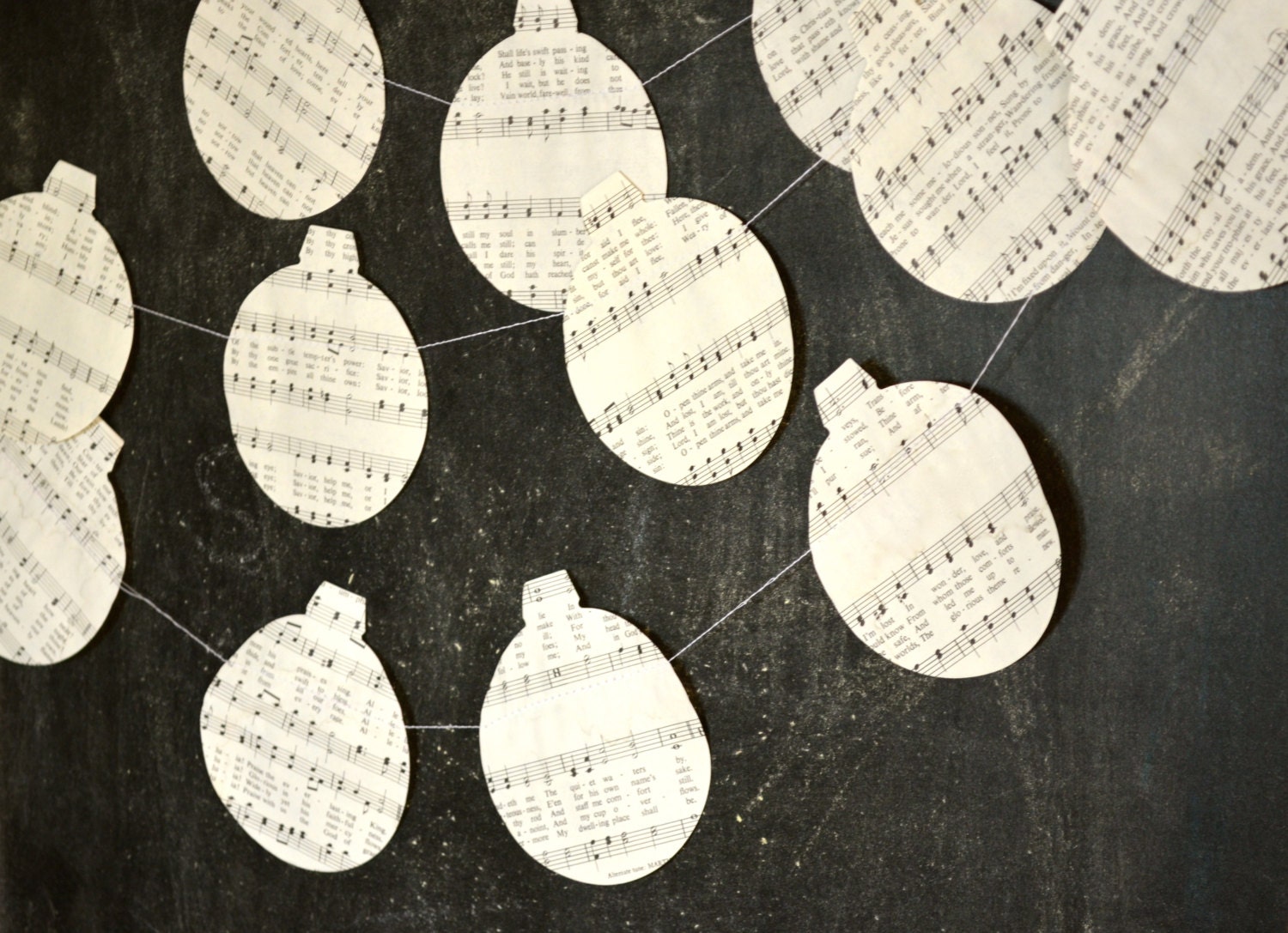 Music Christmas Ornament Garland, made from vintage music paper