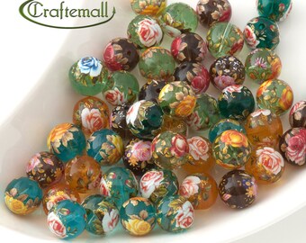 Tensha glass beads 12mm round - set of 2 beads
