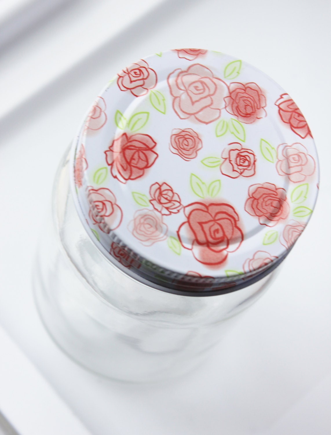 Set of 6 FLOWER JAR LIDS Mason Jars Lid Floral Print Vintage