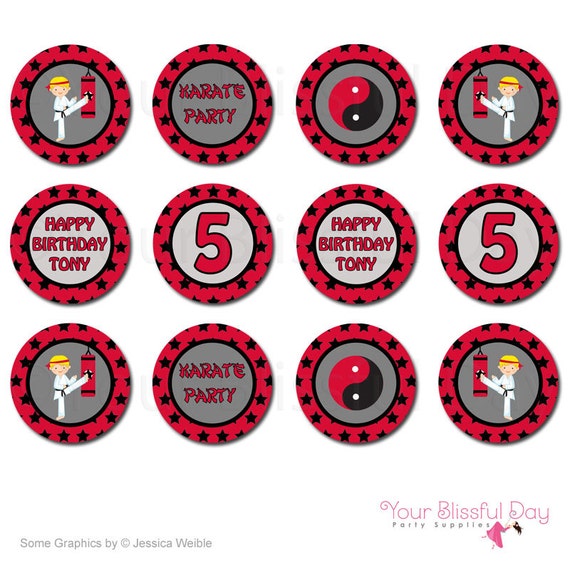 PRINTABLE Personalized Boy Karate Party Circles (Character of your choice) #543 Il_570xn