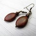 Red Oval Drop Earrings with Czech Glass Antique Brass Dangles