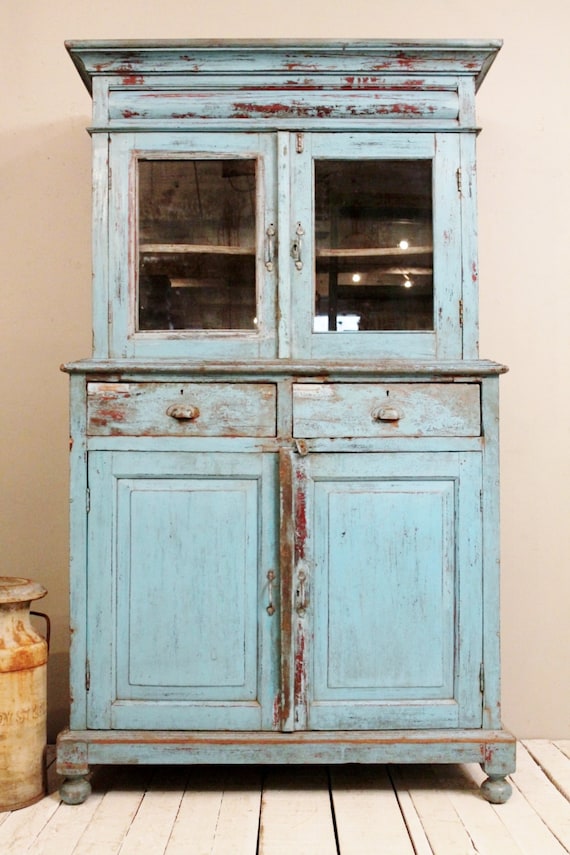 Antique Kitchen Cupboard Storage Cabinet Armoire Indian Blue