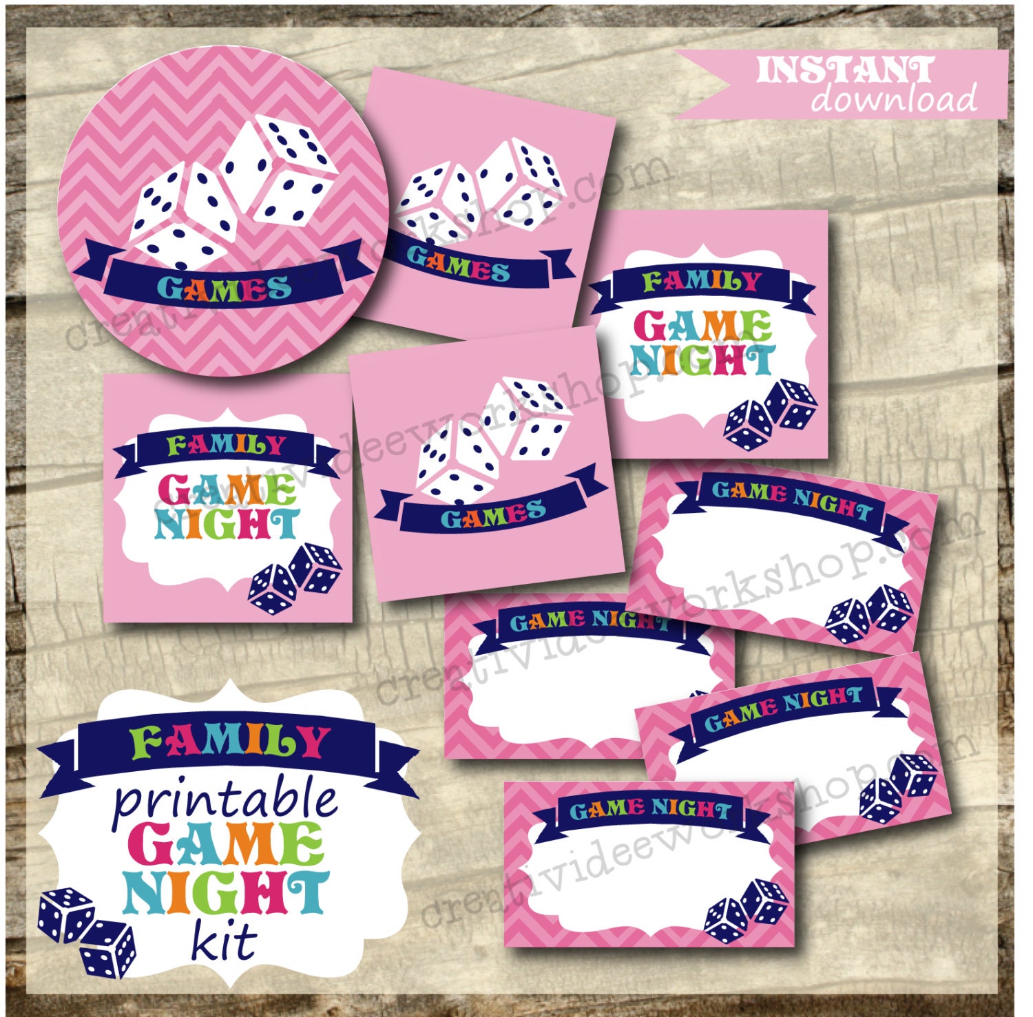 Family Game Night Kit Printable Activity Cards and Labels