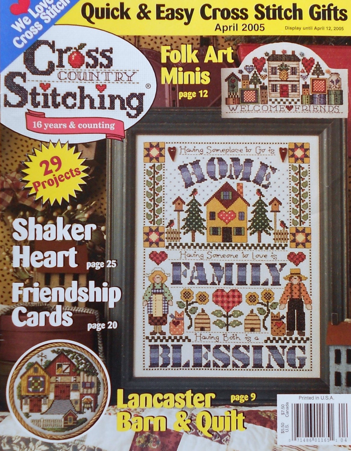 Cross Country Stitching LANCASTER BARN & QUILT Home Family By