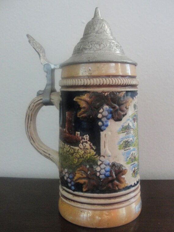 SALE Heidelberg Beer Stein King Werk Rhine River Limited