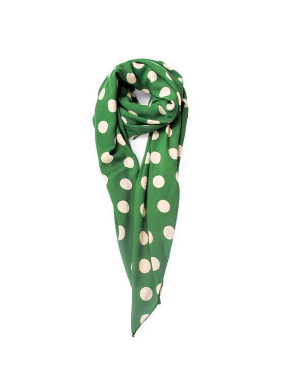 Giant polka dots full size scarf matcha green and cream