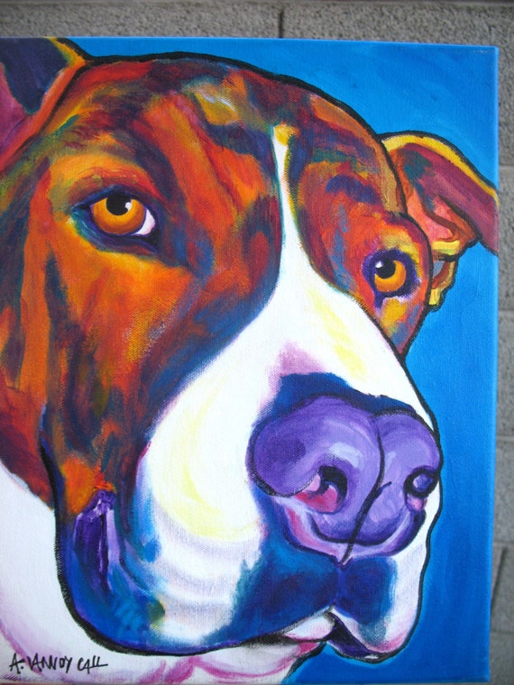 Items similar to Pit Bull, Pet Portrait, DawgArt, Dog Art, Pit Bull Art ...