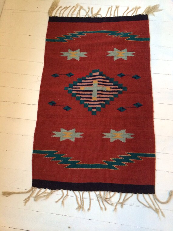Vintage wool rug / woven/ Native American by OneLuckyWeed on Etsy