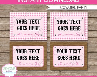 Cowgirl food labels | Etsy