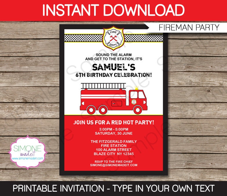 Firefighter Invitation Templates 7