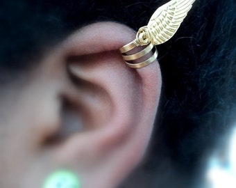 Winged Valkyrie cuff earrings- piercing imitation jewelry- angel wings earring cufff jewelry