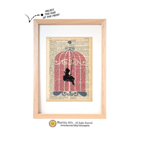 Swinging in a birdcage dictionary print Birdcage on by naturapicta