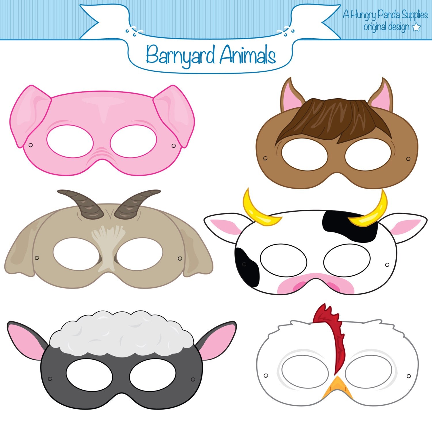 Barnyard Animals Printable Masks Printable Party Masks Farm