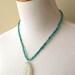 Aqua Dyed Fire Agate Tear Drop Pendant and Teal Bamboo Coral Beads - Caribbean Daiquiri Necklace - Gypsy Boho Hippie Necklace