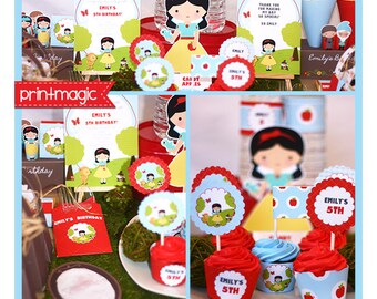 Snow White Invitations & Decorations - Snow White Party Kit - Snow White Birthday Party - Instant Download and Edit at home in Adobe Reader