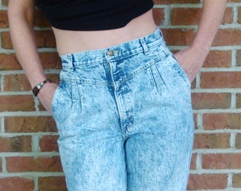 Acid Wash Baggy Jeans| 80s| High Rise Womens Jeans| Tapered Leg | 80's ...