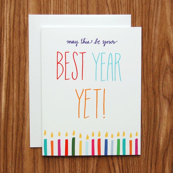 Items similar to Birthday Card, May This Be Your Best Year Yet, Happy