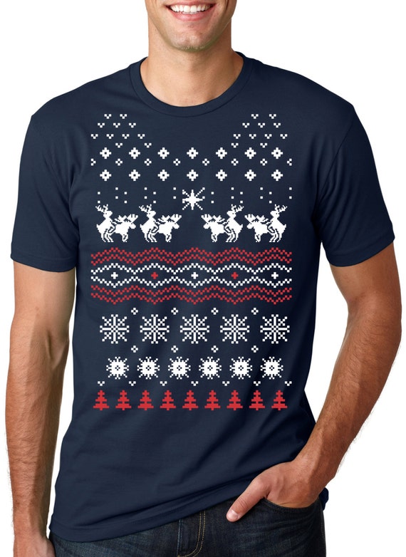 Humping Moose Christmas Ugly Sweater T Shirt by CrazyDogTshirts