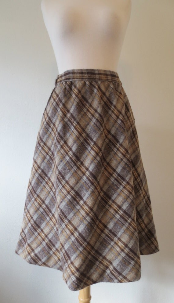 Vintage Plaid Wool Skirt