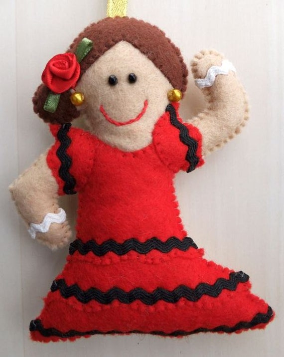 Items similar to Felt Christmas Gingerbread Man Spanish Flamenco Dancer